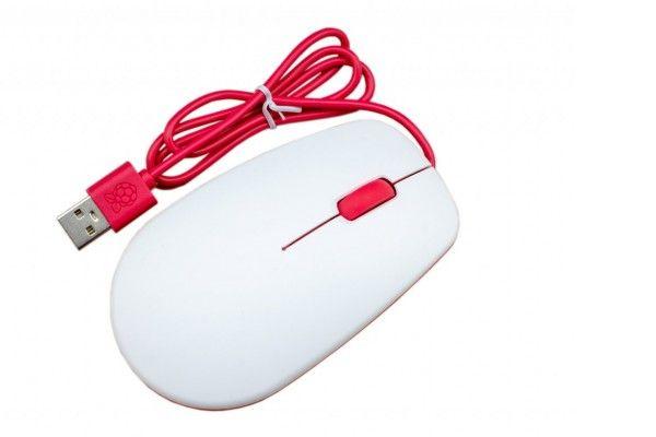 Officiell Raspberry Pi RPi optisk mus 3 knappar röd och vit