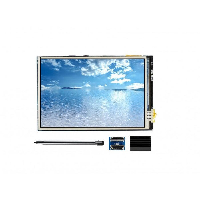 480x320p 3,5 tums IPS Resistive Touch HDMI LCD för Raspberry Pi med Touch Pen och kylfläns
