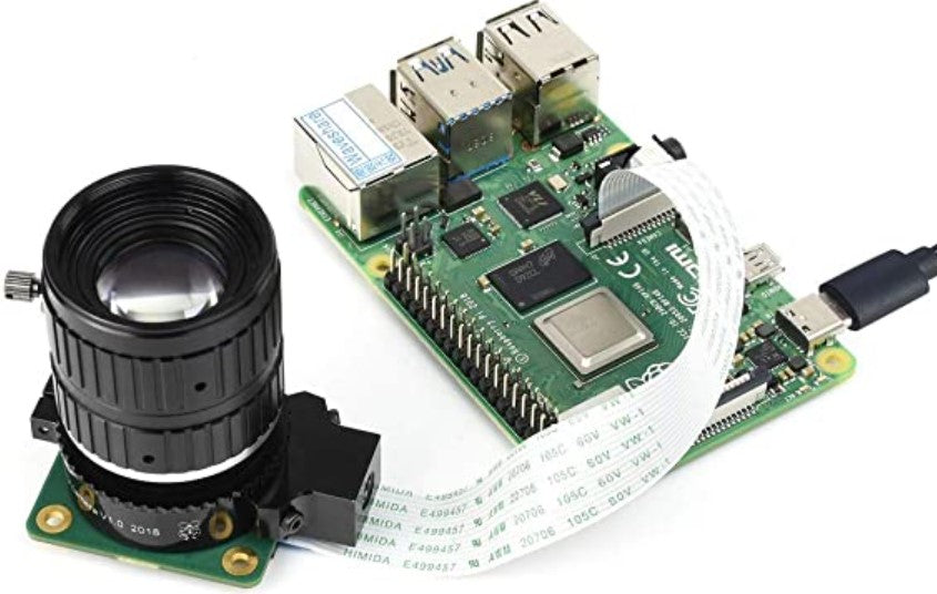 35 mm flerfältvinkel teleobjektiv med C -fäste för Raspberry Pi hög kvalitet kamera