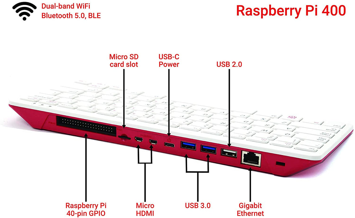 Raspberry Pi 400 Computer UK Endast Tangentbord Layout 1.8GHz Quad Core BCM2711 4GB RAM