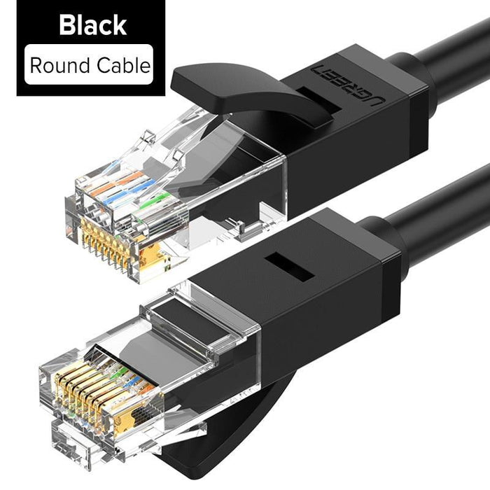 Ugreen CAT 6 Ethernet-kabel - Guldpläterad RJ45 (2 m / rund / svart)