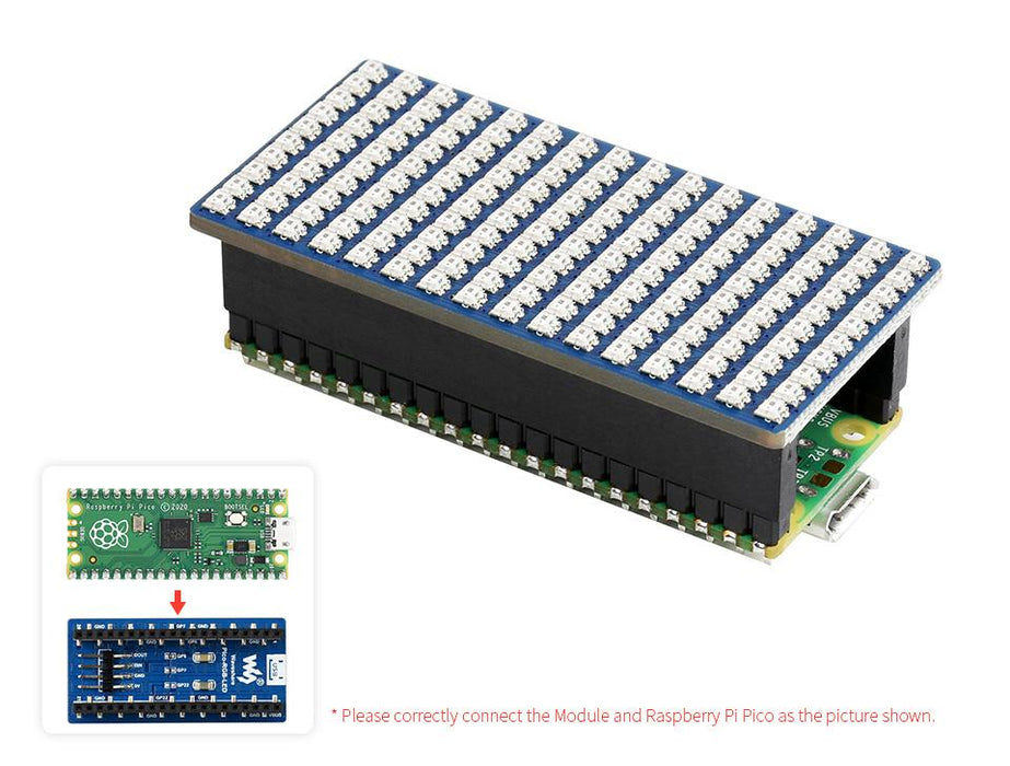 Raspberry Pi Pico RGB LED Matris Panel  Full Färg 16x10 Rutnät