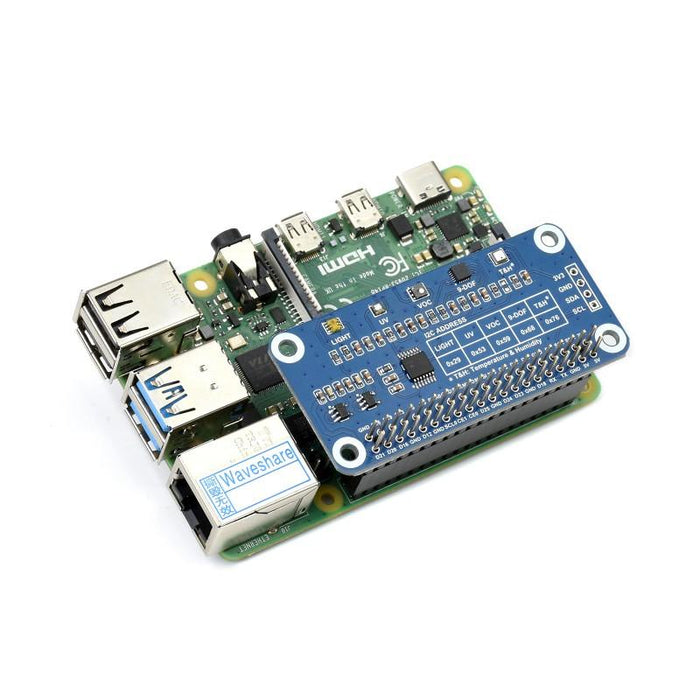 Raspberry Pi miljösensor HAT BME280 LTR390-UV-1 ICM20948 TSL25911FN SGP40